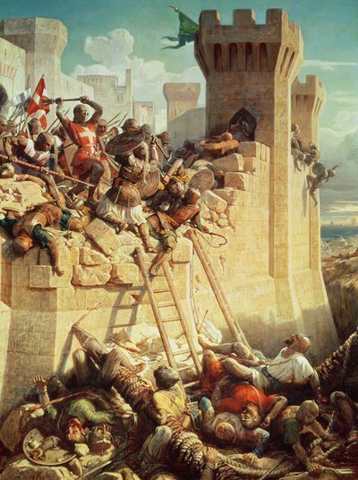 Guillaume de Clermont defending Ptolemais (Acre) in 1291 by Dominique Louis Papety